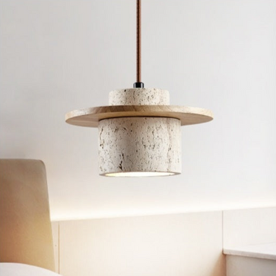 Lirona Travertine Pendant Light In Yellow Cave Stone - OpalDwell