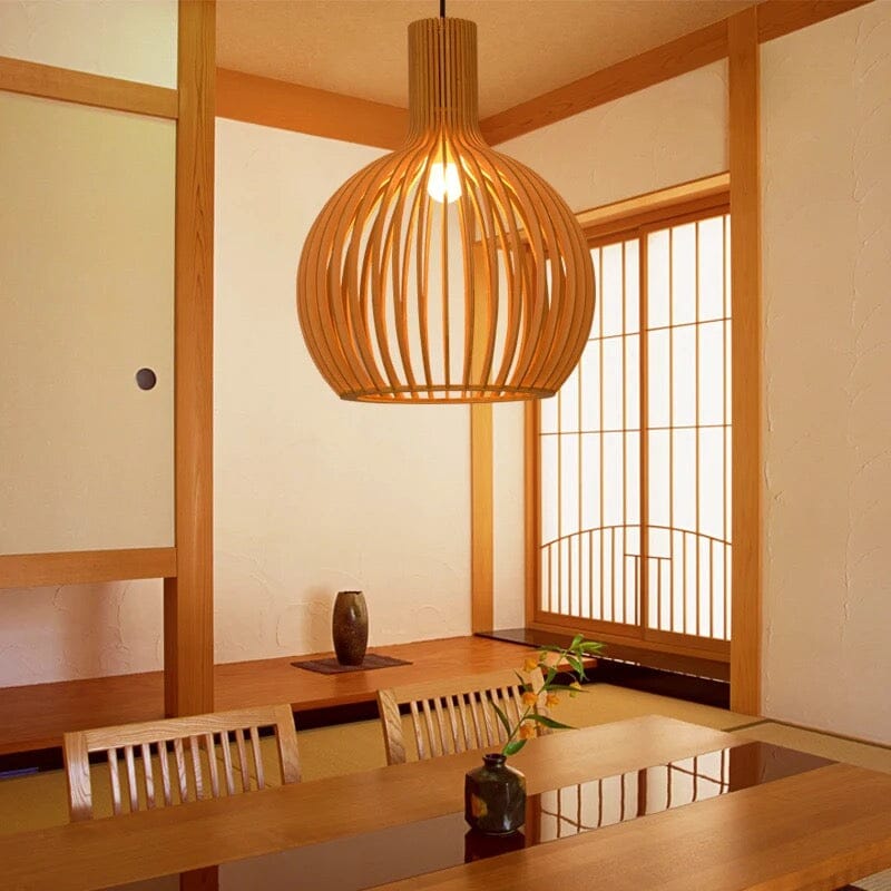 Nordhaven Wood Cage Pendant Light With Adjustable Cord - OpalDwell