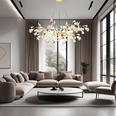 Lunsera Ceramic Petal Chandelier With Frosted Glass Finish OpalDwell
