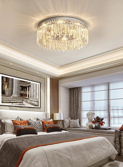 Aurelia Crystal Elegant Dimmable Irregular Flush Mount Ceiling Light OpalDwell