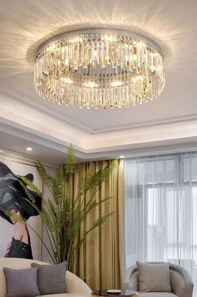 Aurelia Crystal Elegant Dimmable Irregular Flush Mount Ceiling Light OpalDwell