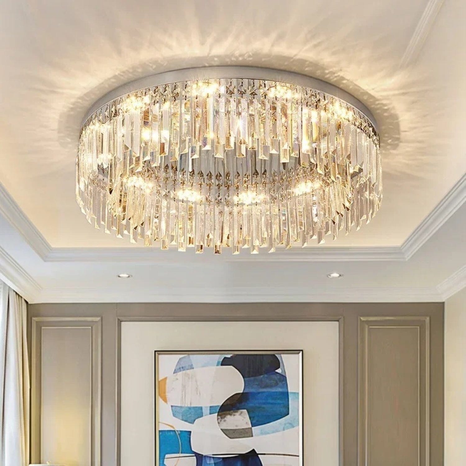 Aurelia Crystal Elegant Dimmable Irregular Flush Mount Ceiling Light OpalDwell