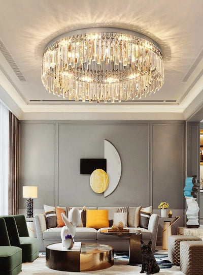 Aurelia Crystal Elegant Dimmable Irregular Flush Mount Ceiling Light OpalDwell