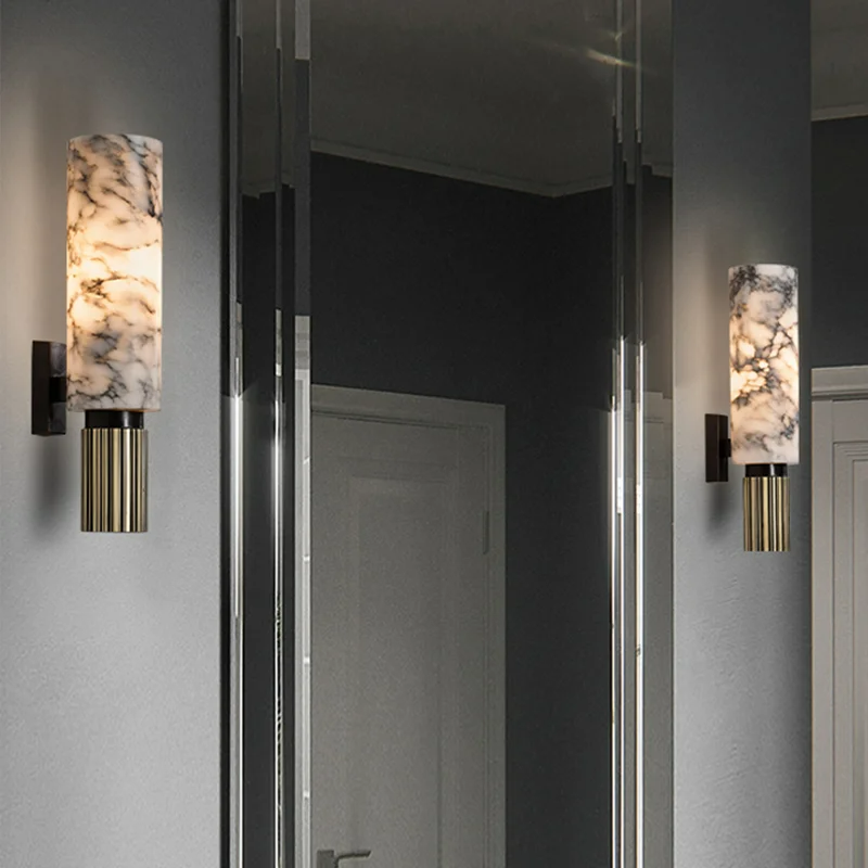 Astra Marble Wall Lamp Dimmable for Living Rooms and Entryways - OpalDwell