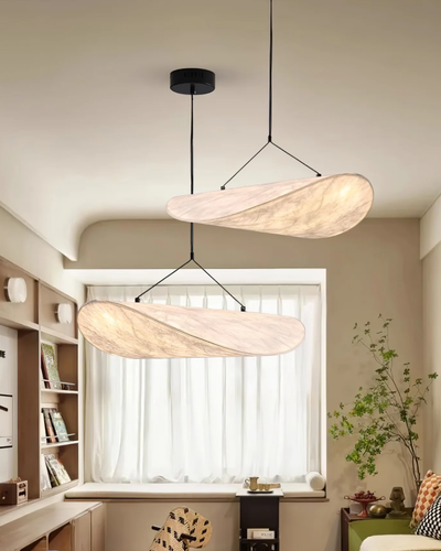 NovaLume Japandi Table Lamp With Wood Base In Potato Chip Style - OpalDwell