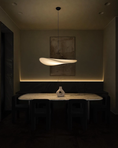 NovaLume Japandi Table Lamp With Wood Base In Potato Chip Style - OpalDwell