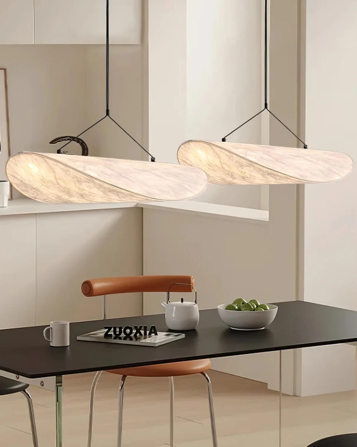 NovaLume Japandi Floating Ribbon Pendant Light Soft Glow - OpalDwell