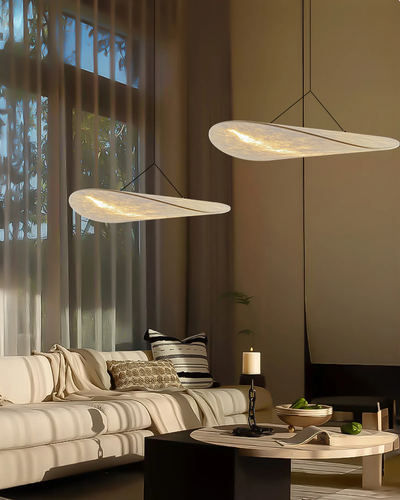 NovaLume Japandi Table Lamp With Wood Base In Potato Chip Style - OpalDwell
