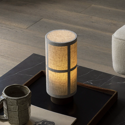 Kairo Silk Table Lamp on Wooden Base with Warm LED - OpalDwell