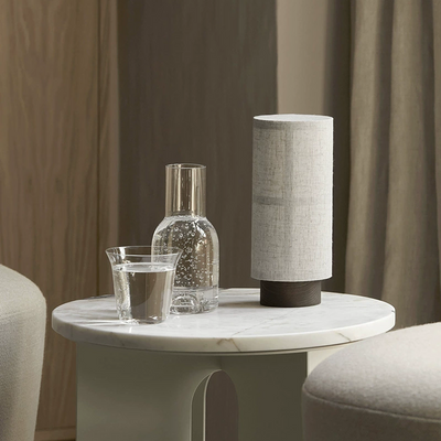 Kairo Silk Table Lamp on Wooden Base with Warm LED - OpalDwell