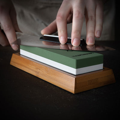 Kitchen Whetstone Dual-Sided 1000/6000 Grit Bamboo Base - OpalDwell
