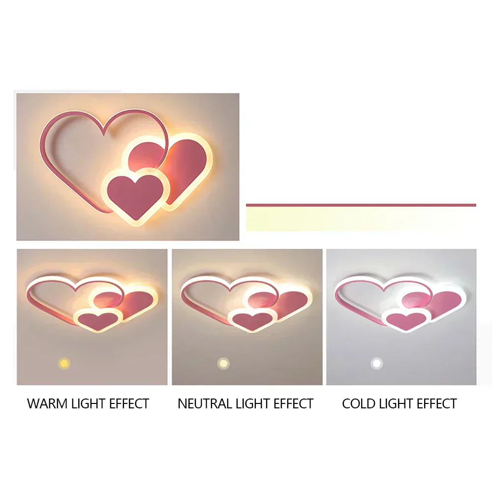 PetalGlow Soft Heart Bright Ceiling Lamp for Kids' Rooms - OpalDwell