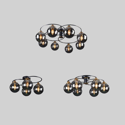 LuminaraArc Vintage Round Smoky Glass Chandelier Dimmable - OpalDwell