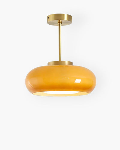 LumaBrass Frosted Glass Ceiling Light With Brass Mount - OpalDwell