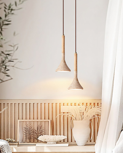 Ardena Natural Wood Pendant Ceiling Light Minimalist - OpalDwell