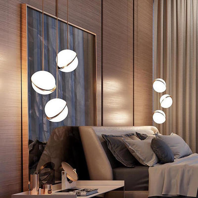 Lunara Halo Moon-Shaped Pendant Lamp in Brass Acrylic Finish - OpalDwell
