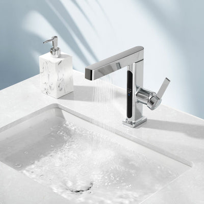 Alyra Single-Hole Pull-Out Faucet With Temperature Readout | OpalDwell OpalDwell