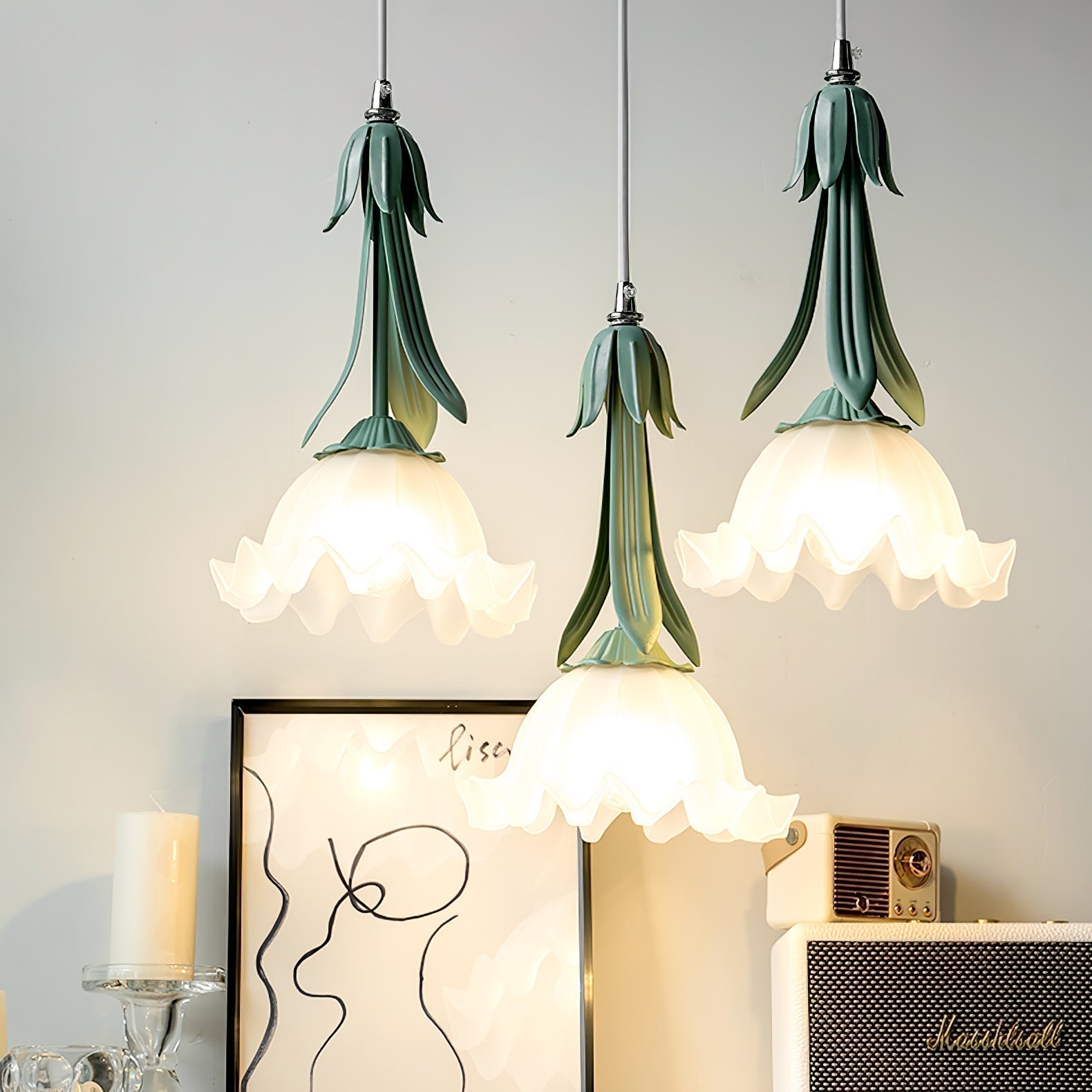 PetalGlow Floral Motif Pendant Lamp With Soft Glow - OpalDwell
