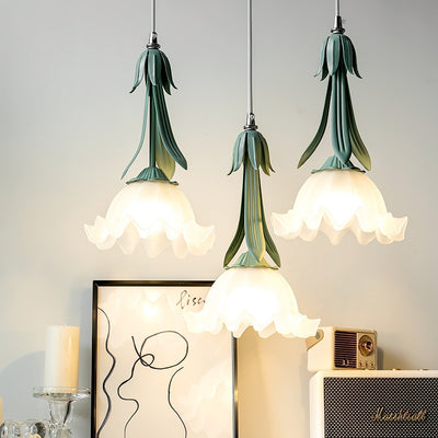 PetalGlow Floral Motif Pendant Lamp With Soft Glow - OpalDwell