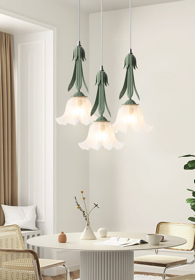 PetalGlow Floral Motif Pendant Lamp With Soft Glow - OpalDwell