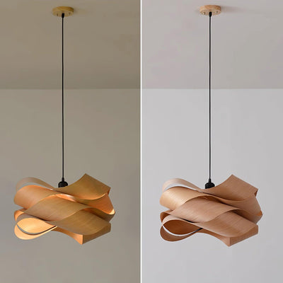 LumaOak Handcrafted Wood Grain Pendant Light for Living - OpalDwell