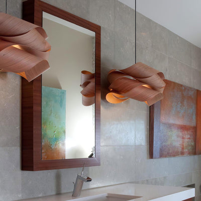 SylvaOak Wood Grain Pendant Light With Soft Ambient Glow - OpalDwell