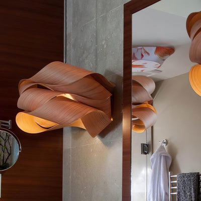 LumaOak Handcrafted Wood Grain Pendant Light for Living - OpalDwell