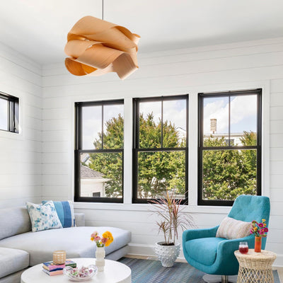 LumaOak Handcrafted Wood Grain Pendant Light for Living - OpalDwell