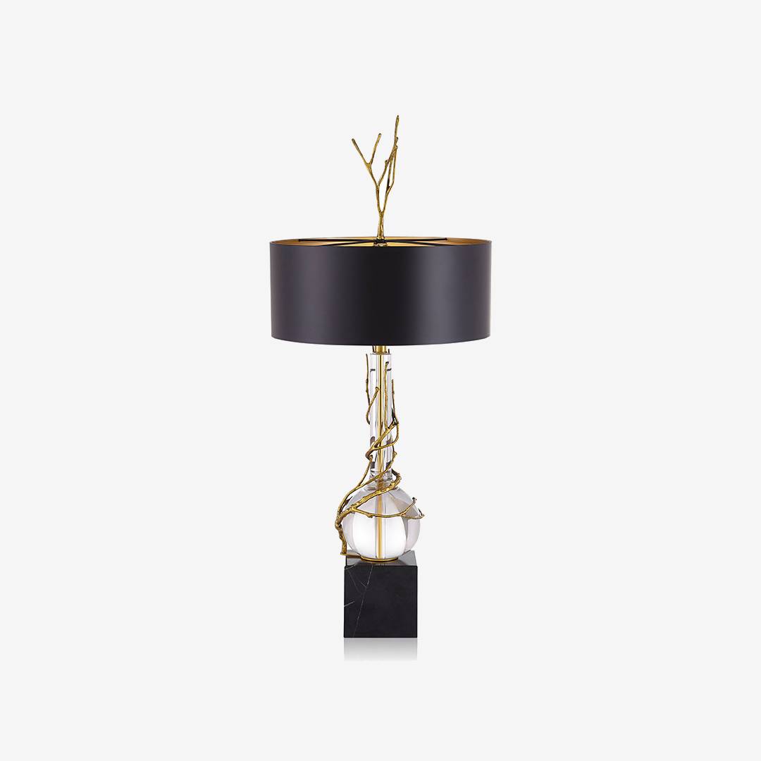 Elegant Marble Base Table Lamp With Black Shade - Modern Designer Lighting - OpalDwell
