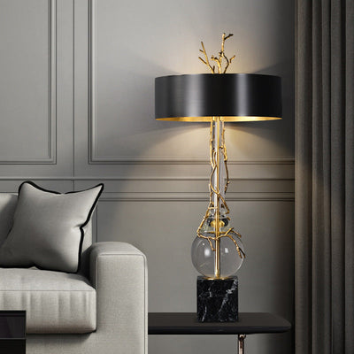 Elegant Marble Base Table Lamp With Black Shade - Modern Designer Lighting - OpalDwell