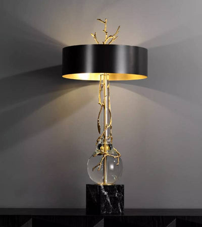 Elegant Marble Base Table Lamp With Black Shade - Modern Designer Lighting - OpalDwell