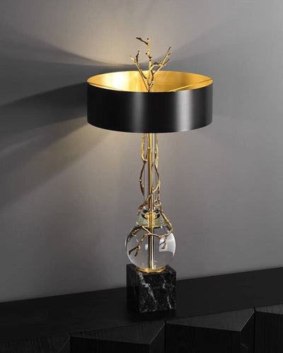 Elegant Marble Base Table Lamp With Black Shade - Modern Designer Lighting - OpalDwell