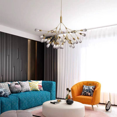 Modern Gold Branch Chandelier, Contemporary Ceiling Light For Living And Dining Rooms OpalDwell