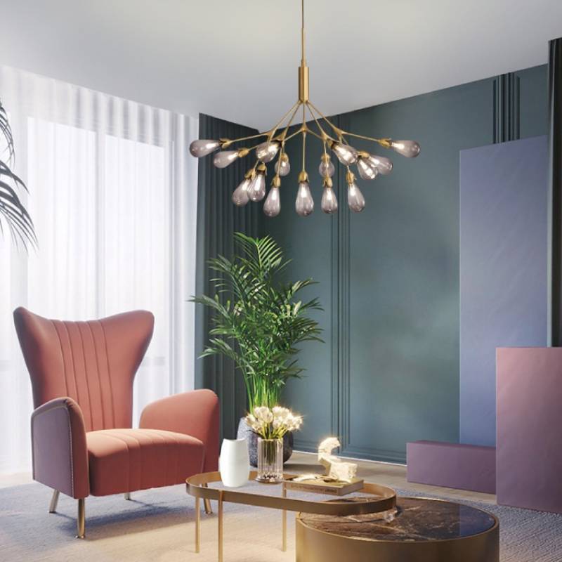 Modern Gold Branch Chandelier, Contemporary Ceiling Light For Living And Dining Rooms OpalDwell