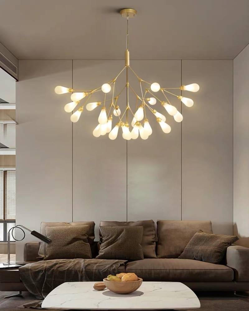 Modern Gold Branch Chandelier, Contemporary Ceiling Light For Living And Dining Rooms OpalDwell