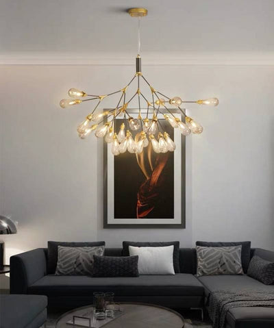 Modern Gold Branch Chandelier, Contemporary Ceiling Light For Living And Dining Rooms OpalDwell