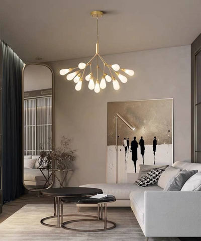 Modern Gold Branch Chandelier, Contemporary Ceiling Light For Living And Dining Rooms OpalDwell