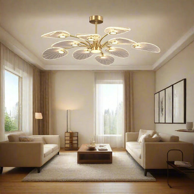 AuroraLuxe Elegant Gold Modern Dining Room Chandelier Light OpalDwell
