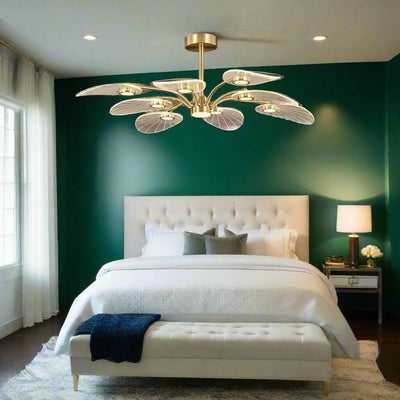AuroraLuxe Elegant Gold Modern Dining Room Chandelier Light OpalDwell