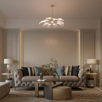 AuroraLuxe Elegant Gold Modern Dining Room Chandelier Light OpalDwell