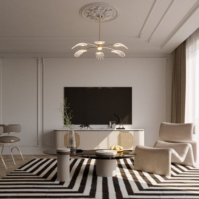 AuroraLuxe Elegant Gold Modern Dining Room Chandelier Light OpalDwell