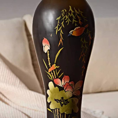 Decorative Tall Table Lamp With Ceramic Body And Floral Artwork - OpalDwell