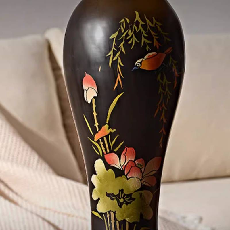 Decorative Tall Table Lamp With Ceramic Body And Floral Artwork - OpalDwell