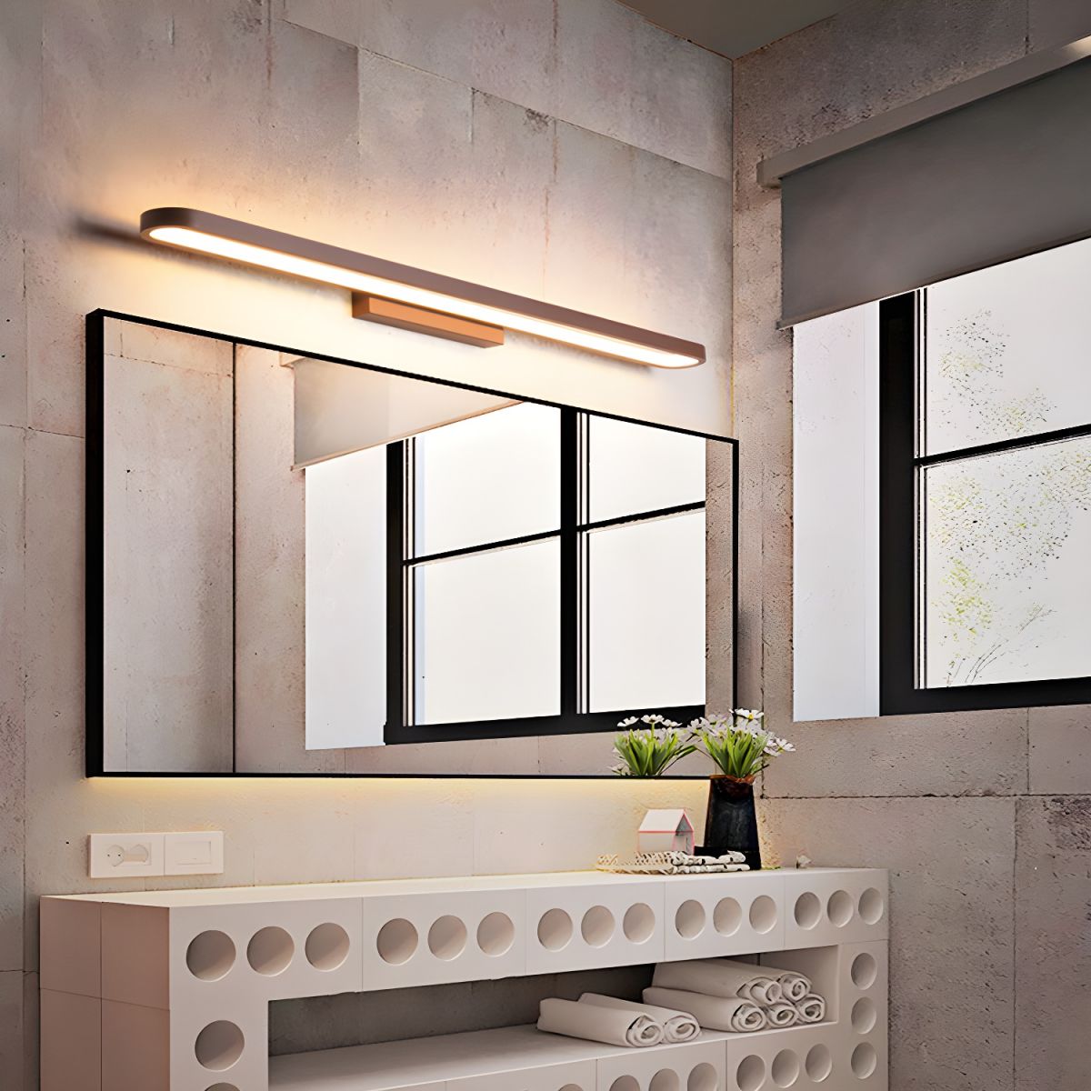 Contemporary Elegance Bathroom Wall Light With Sleek LED Illumination OpalDwell