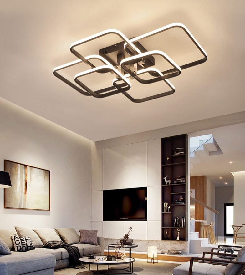LuminaLux Modern Dimmable LED Ceiling Chandelier for Dining Room OpalDwell