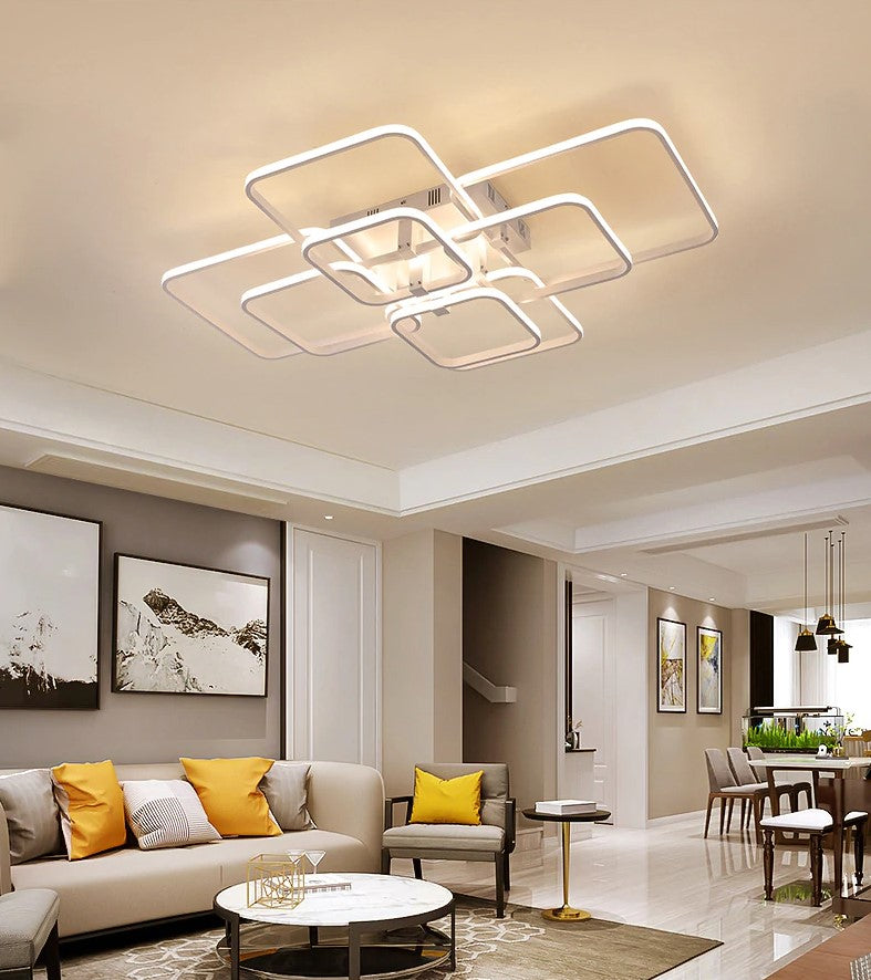 LuminaLux Modern Dimmable LED Ceiling Chandelier for Dining Room OpalDwell