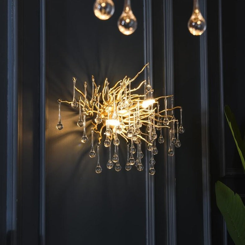 LumaAura Elegant Crystal Wall Mounted Dimmable Chandelier Light OpalDwell