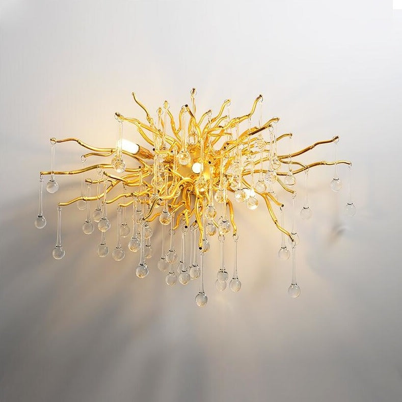 LumaAura Elegant Crystal Wall Mounted Dimmable Chandelier Light OpalDwell