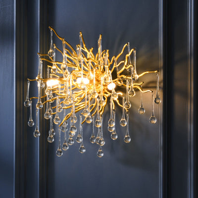 LumaAura Elegant Crystal Wall Mounted Dimmable Chandelier Light OpalDwell