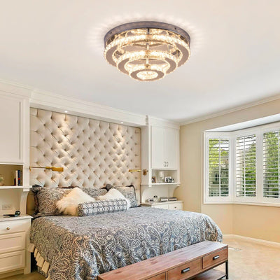 Lustrous Crystal Round Chandelier Light, Elegant Modern Dazzling OpalDwell
